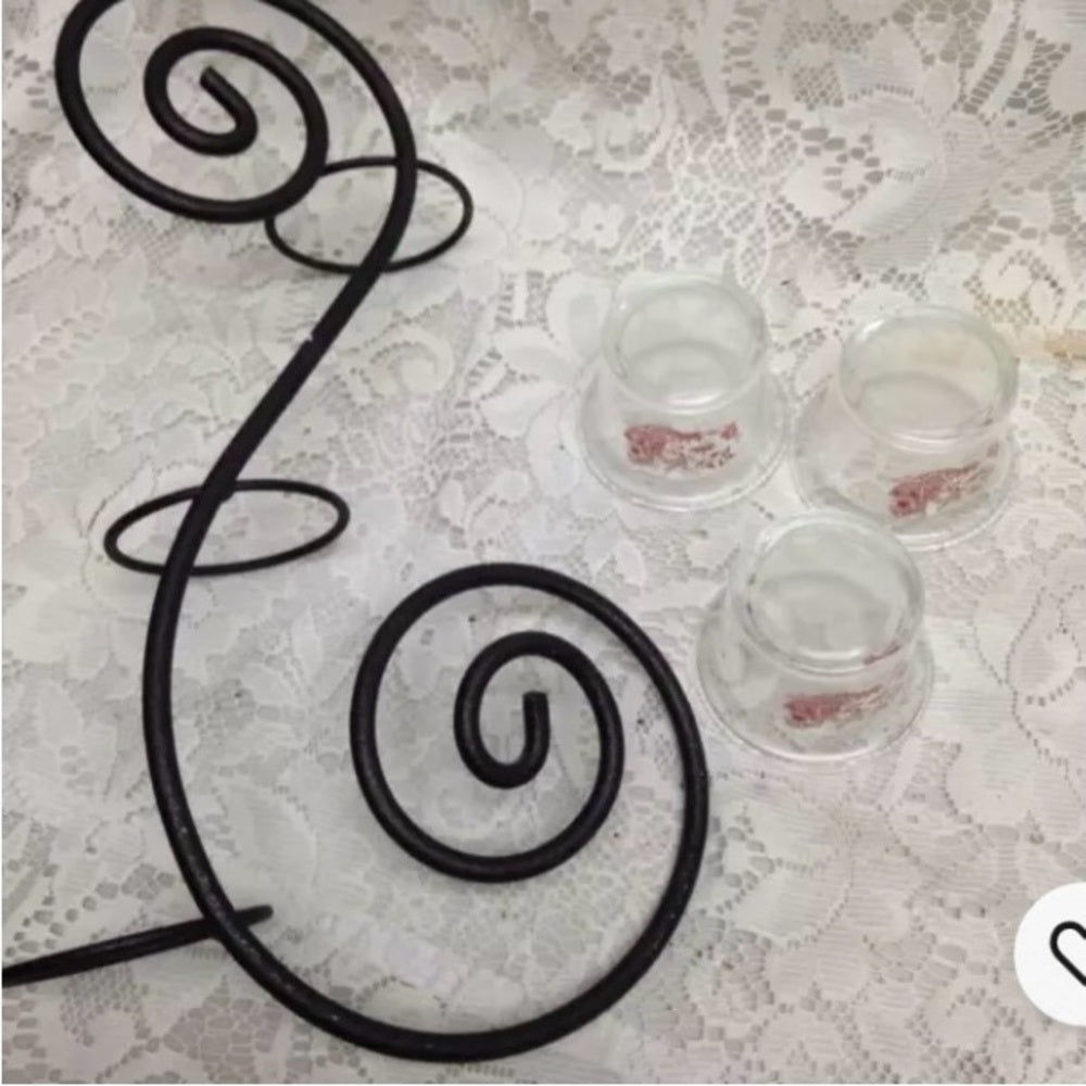 Cast Iron, Red Willow Candlabra- 3 Wall Sconce 12.5in H x 7.5in W