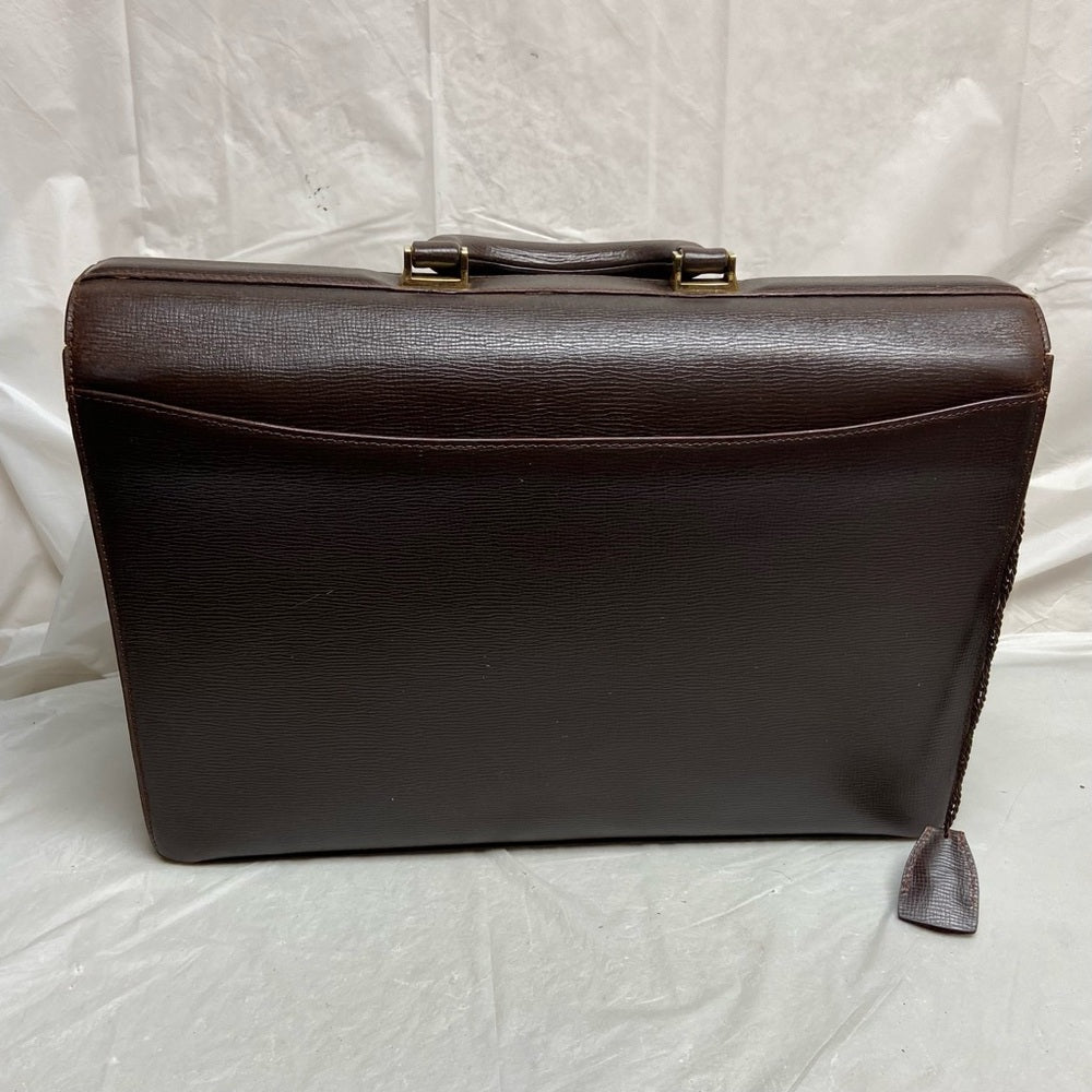 Authentic, Loewe, Uni-sex Brown Leather Double Gusset Briefcase with Orig. Key