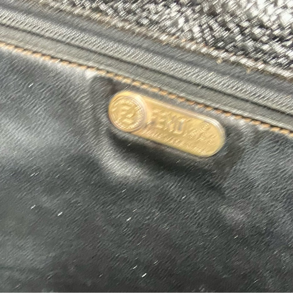 Vintage Fendi Black Leather Crossbody Bag