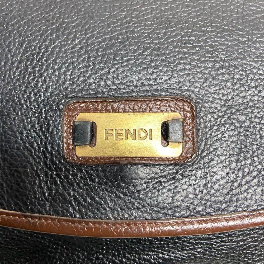 Vintage Fendi Black Leather Crossbody Bag