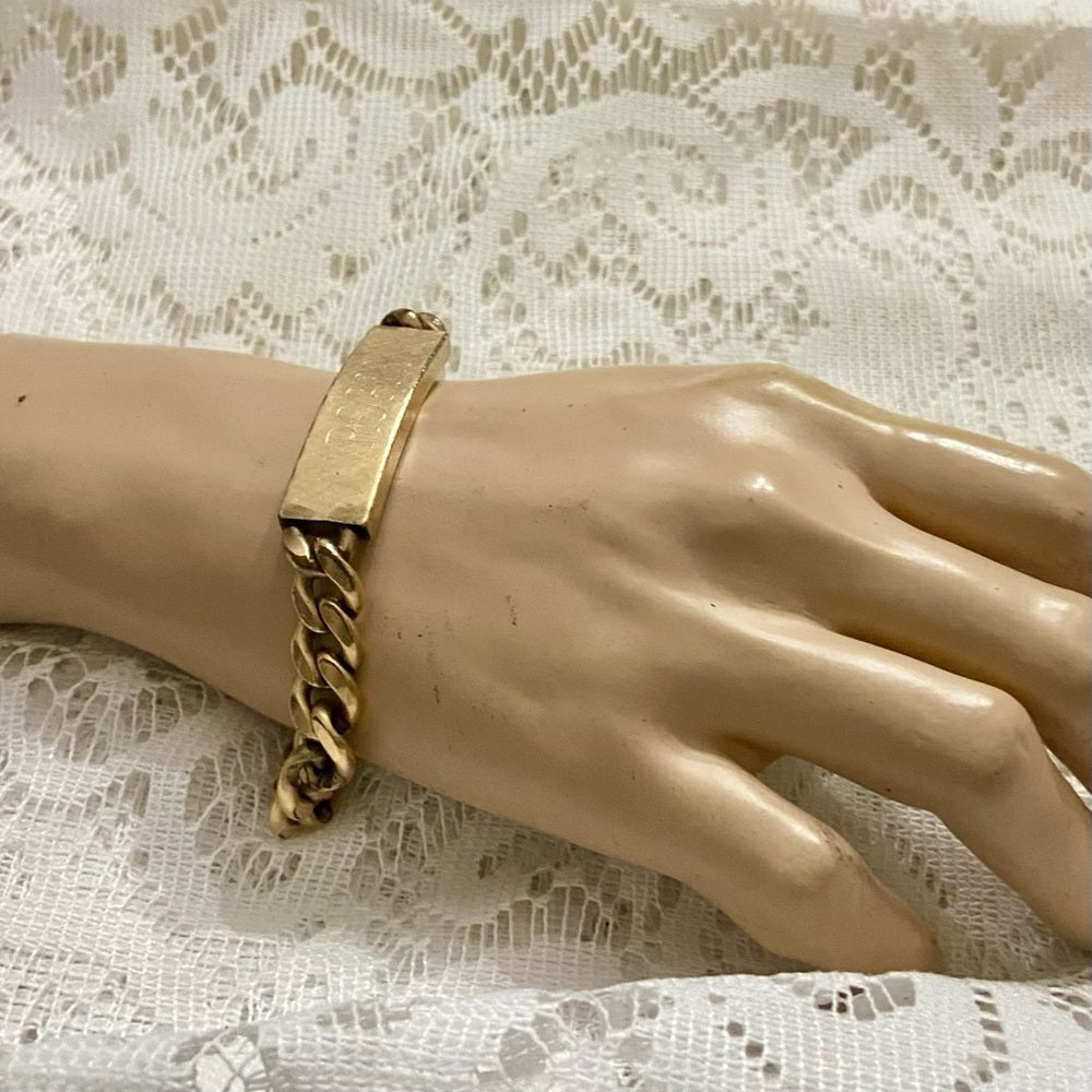 Vintage, Roger, Gold Filled, Heavy, Chunky ID Bracelet 8.5in L x 1/2in W