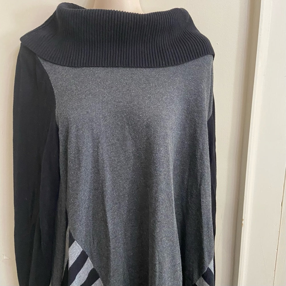 Style& Co., Black-Gray Mini Sweater Dress