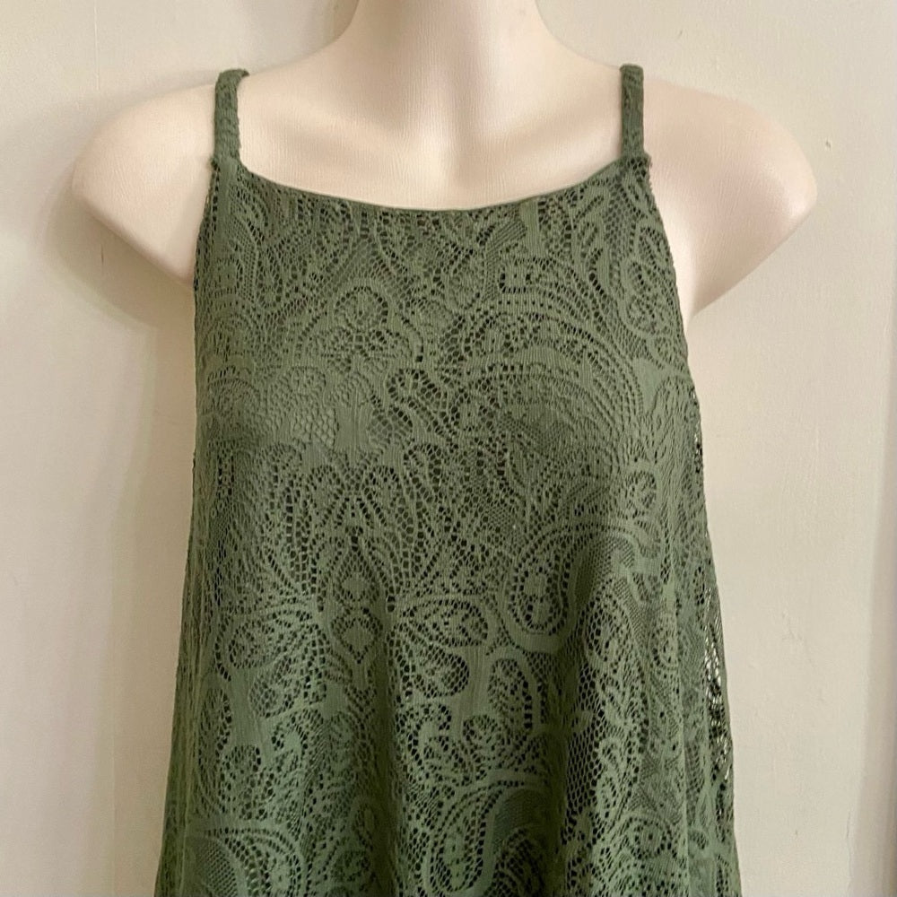 Luxology Olive Green Lace - Lined Dress