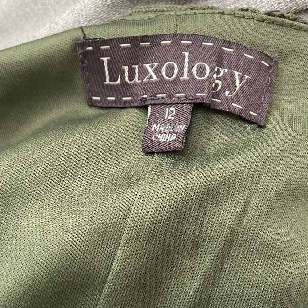 Luxology Olive Green Lace - Lined Dress