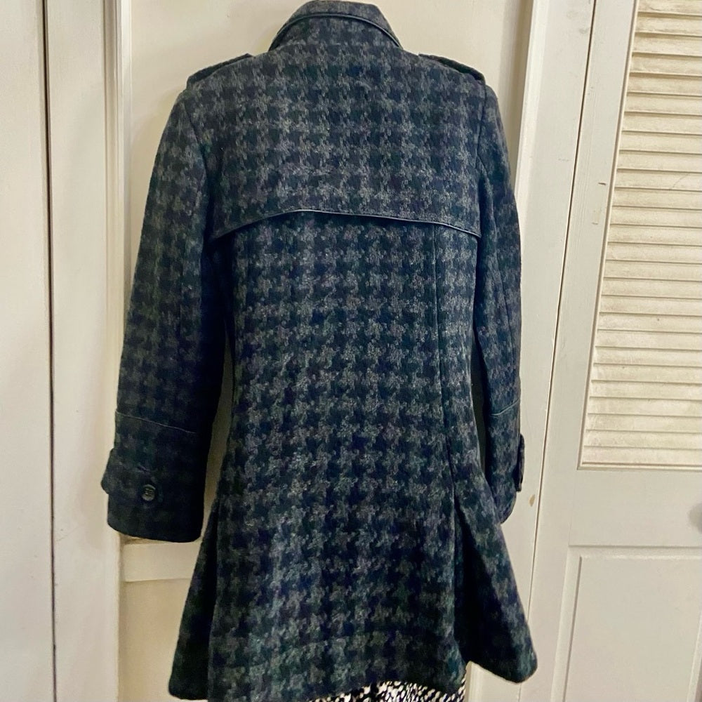 Worthington Gray Houndstooth Lined Wool Dress Coat (M)
