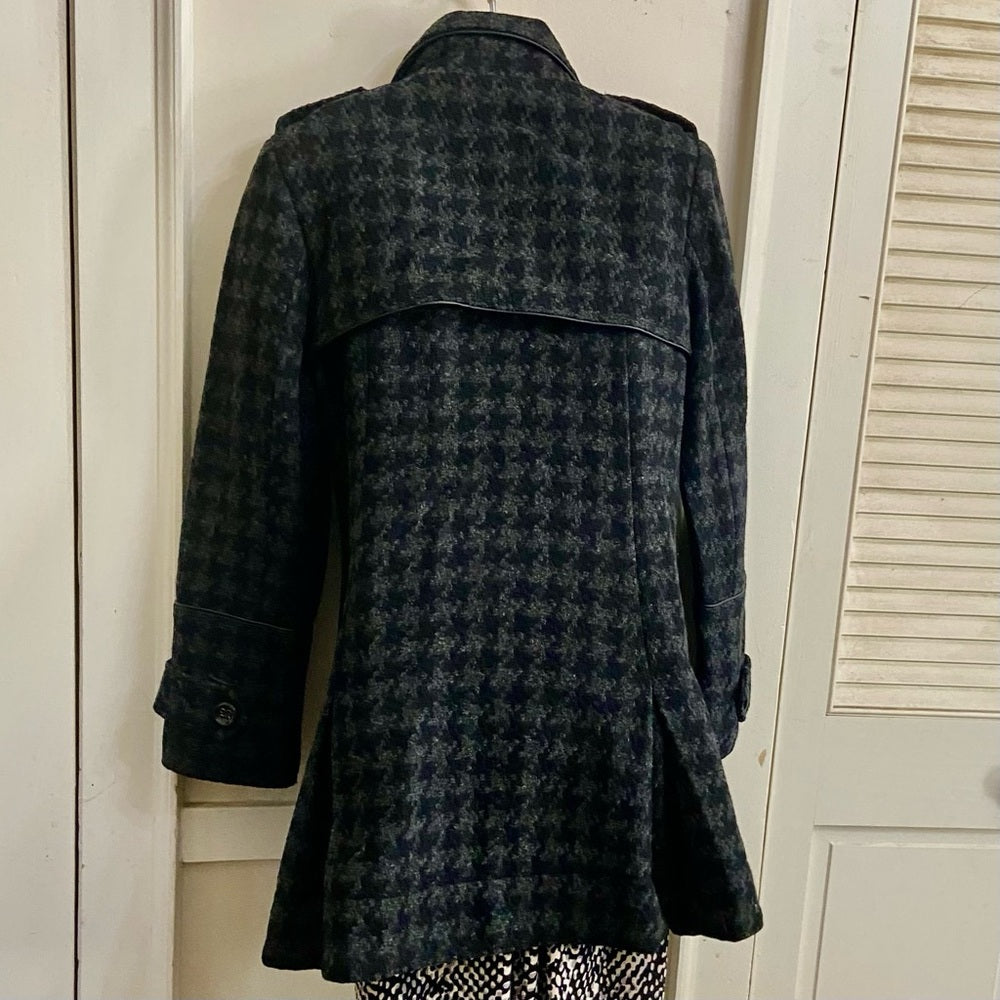 Worthington Gray Houndstooth Lined Wool Dress Coat (M)