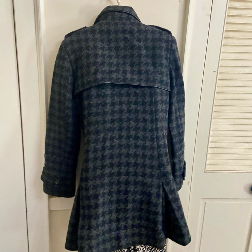 Worthington Gray Houndstooth Lined Wool Dress Coat (M)