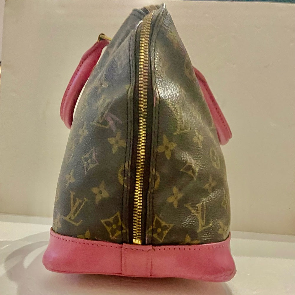 Vintage Louis Vuitton Alma Handbag w/ Pink Leather Trim