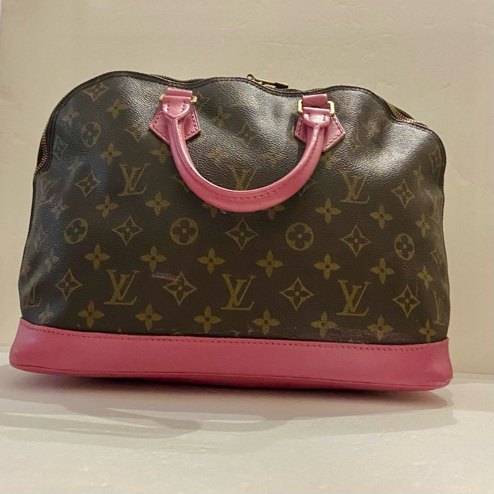 Vintage Louis Vuitton Alma Handbag w/ Pink Leather Trim