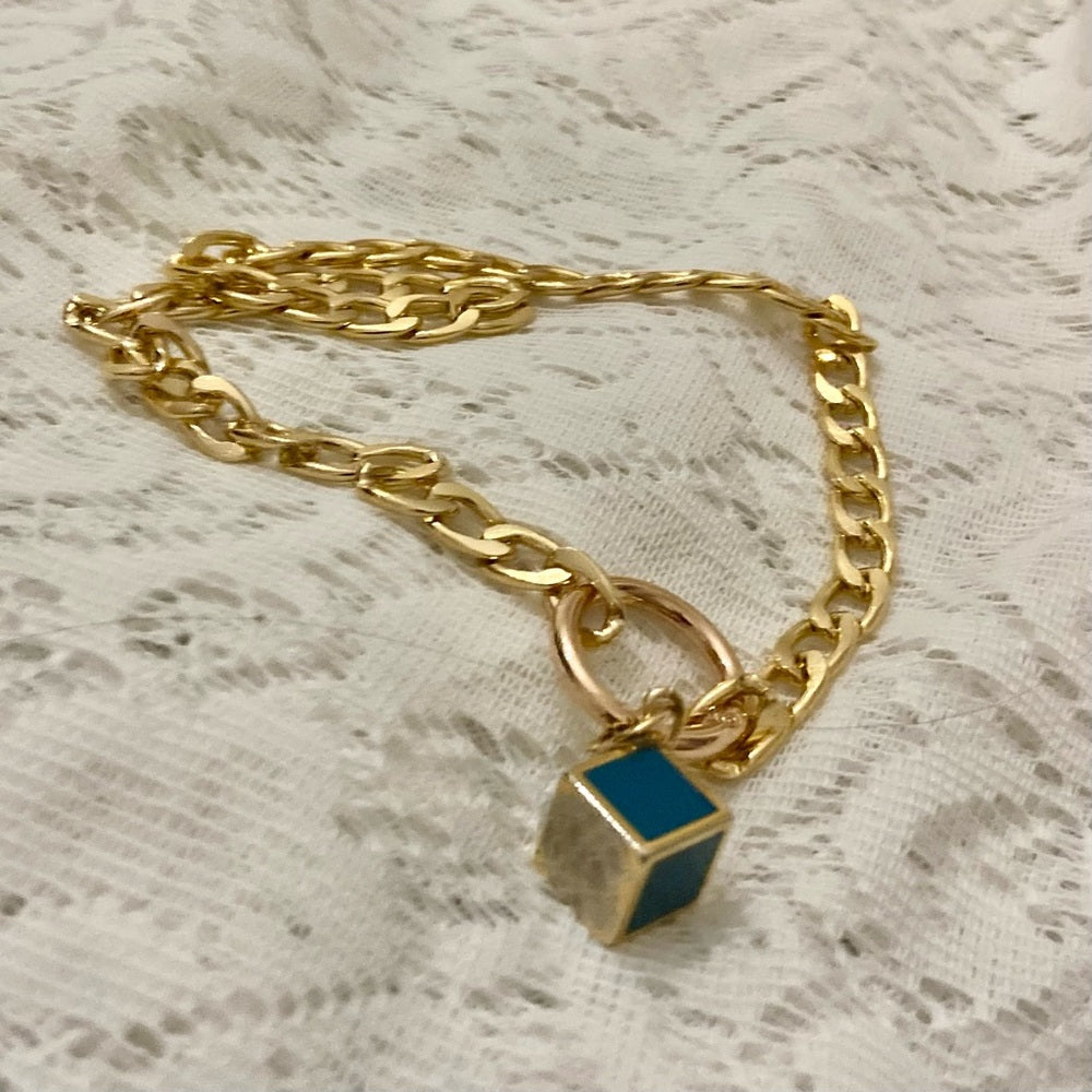 Fendi Dice Pendant Necklace with 18-inch Gold Plated Large Chain