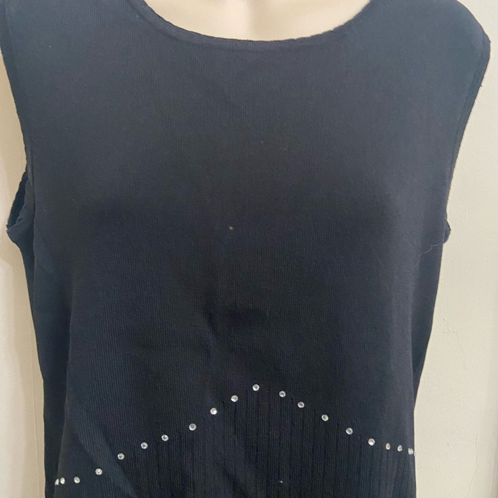 Ziani Couture Black Sleeveless Blouse with Rhinestones (L)
