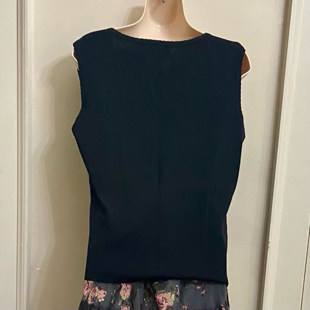 Ziani Couture Black Sleeveless Blouse with Rhinestones (L)