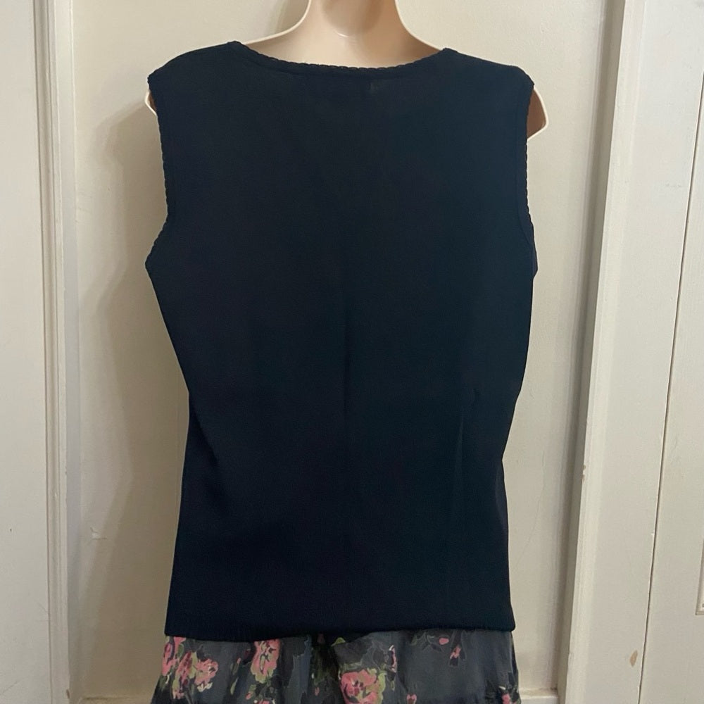 Ziani Couture Black Sleeveless Blouse with Rhinestones (L)