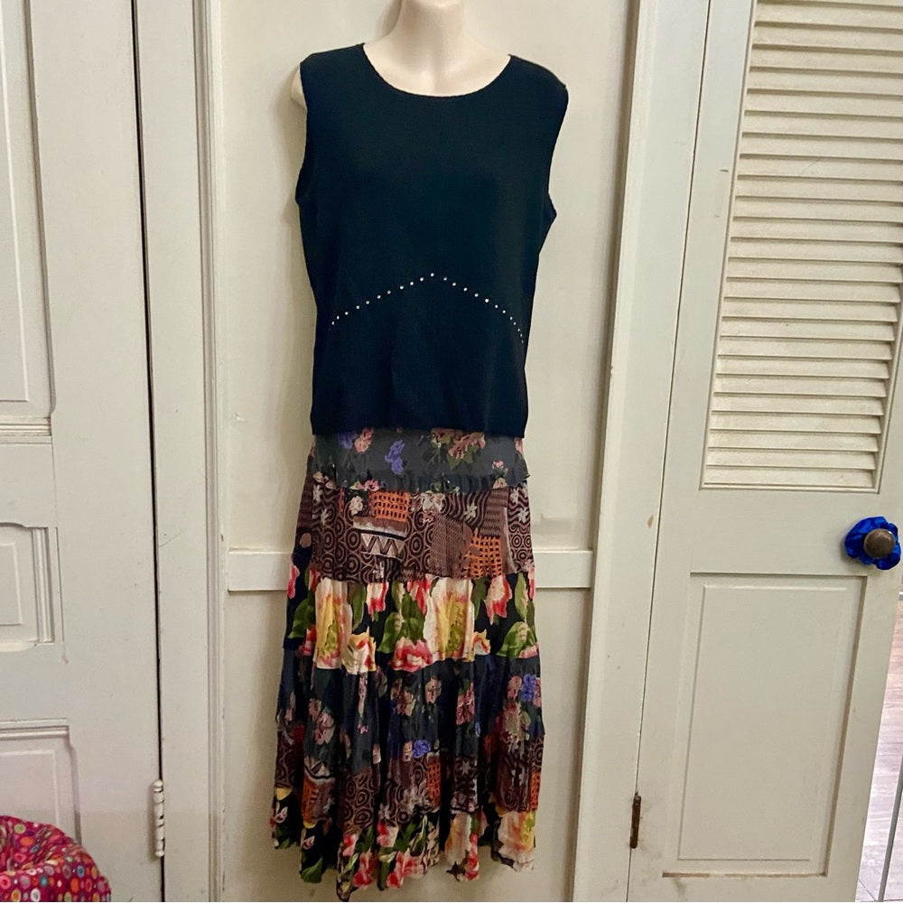 New Directions Peasant- Layered Floral Skirt - Size S