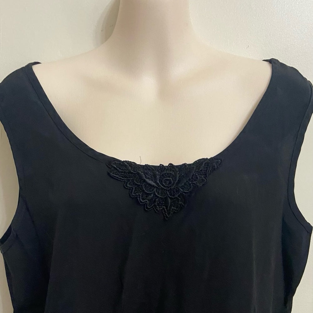 Maggie Lawrence Black Lace Top Sleeveless Blouse (L)