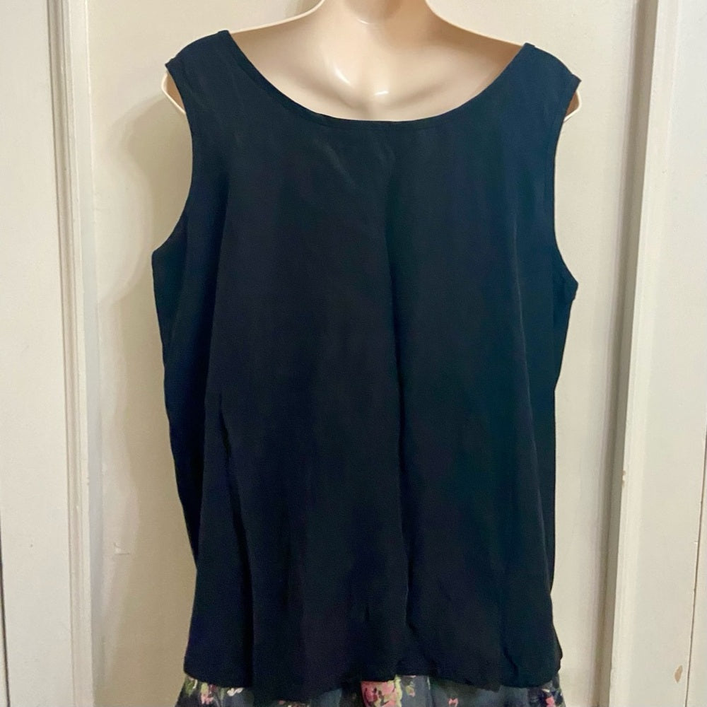 Maggie Lawrence Black Lace Top Sleeveless Blouse (L)