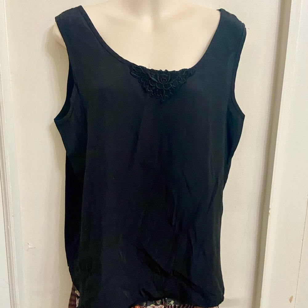 Maggie Lawrence Black Lace Top Sleeveless Blouse (L)