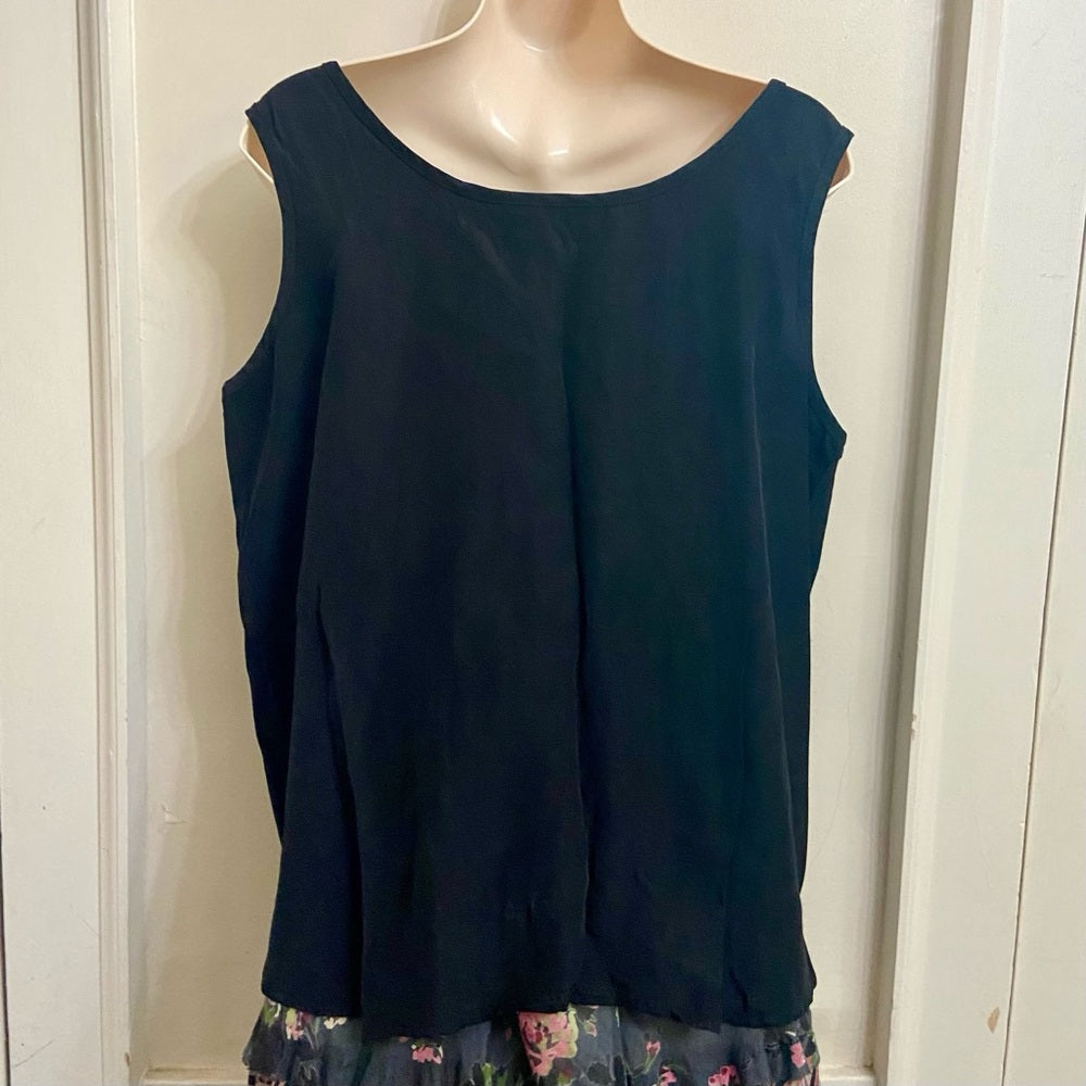 Maggie Lawrence Black Lace Top Sleeveless Blouse (L)