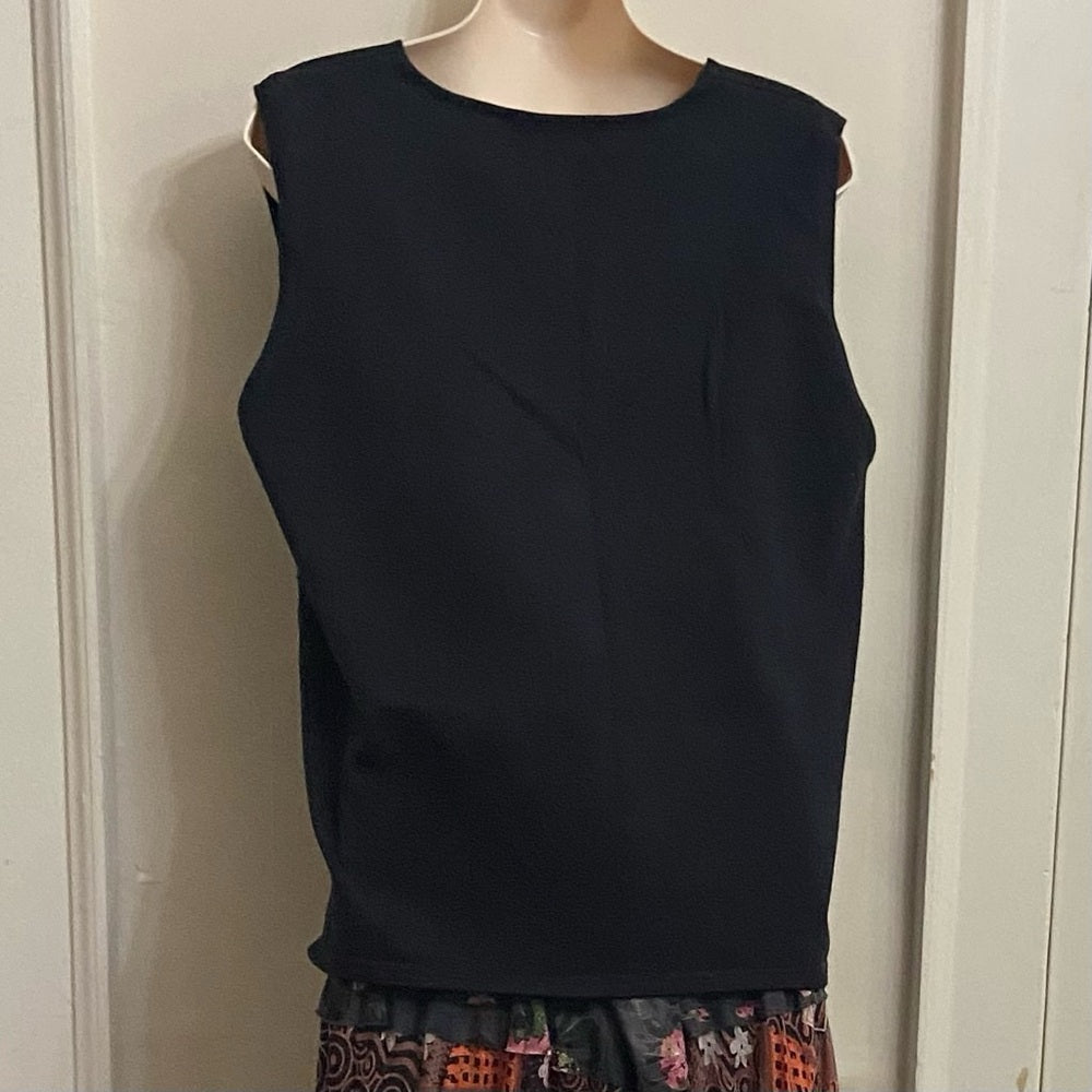 Style & Co Collection Black Sleeveless Blouse with Multicolored Rhinestones (XL)
