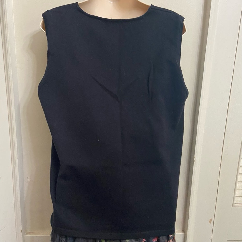 Style & Co Collection Black Sleeveless Blouse with Multicolored Rhinestones (XL)