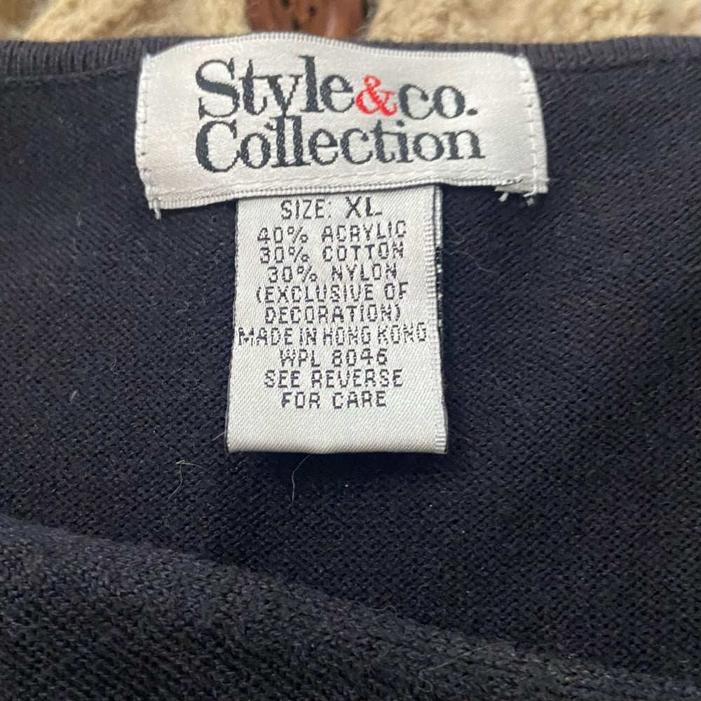 Style & Co Collection Black Sleeveless Blouse with Multicolored Rhinestones (XL)