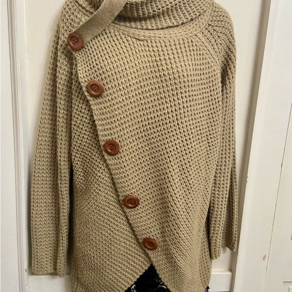 Grecerelle Beige Knitted Tunic Blouse or Mini Sweater Dress (L)