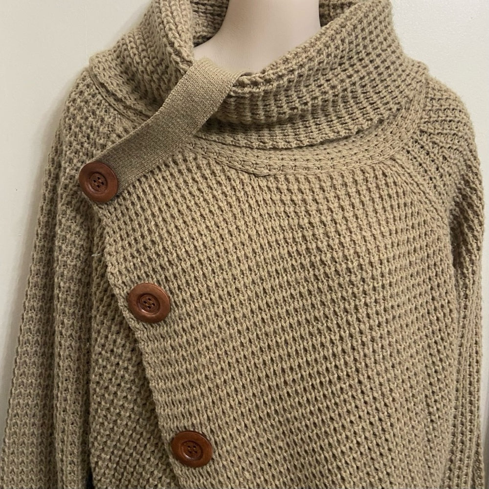 Grecerelle Beige Knitted Tunic Blouse or Mini Sweater Dress (L)
