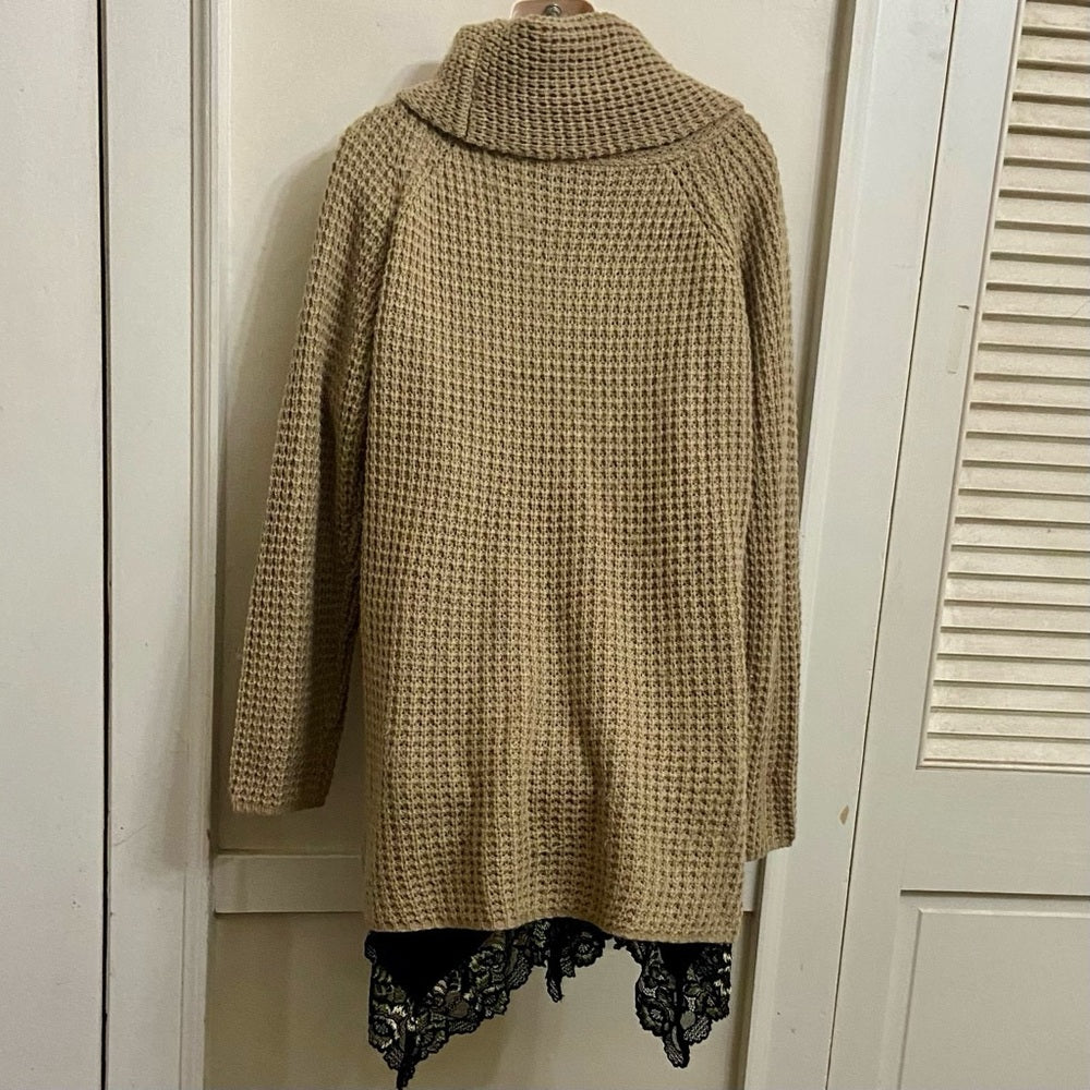 Grecerelle Beige Knitted Tunic Blouse or Mini Sweater Dress (L)