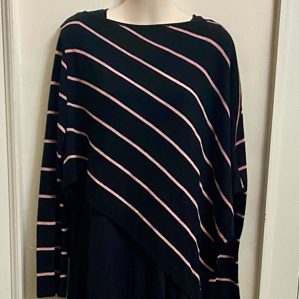 Carolyn Taylor Black and Pink Diagonal Blouse (L)