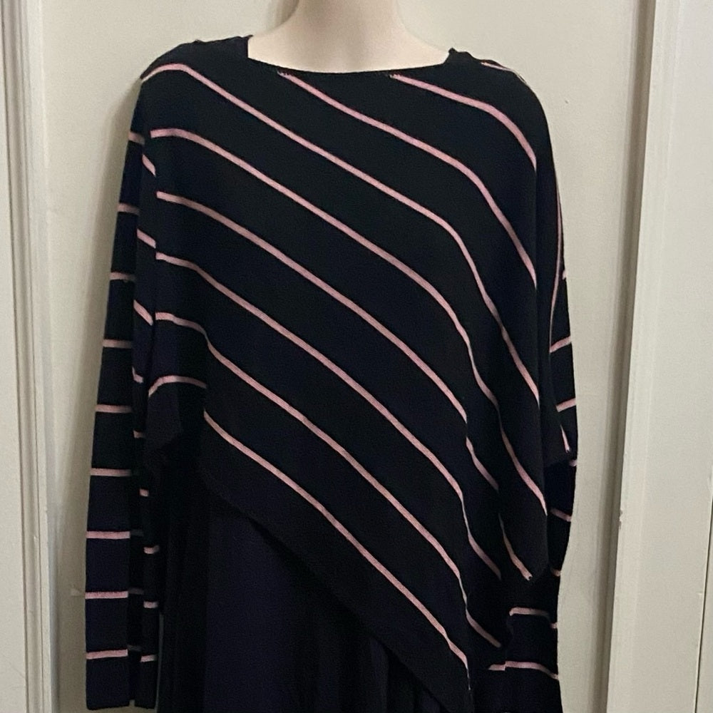 Carolyn Taylor Black and Pink Diagonal Blouse (L)