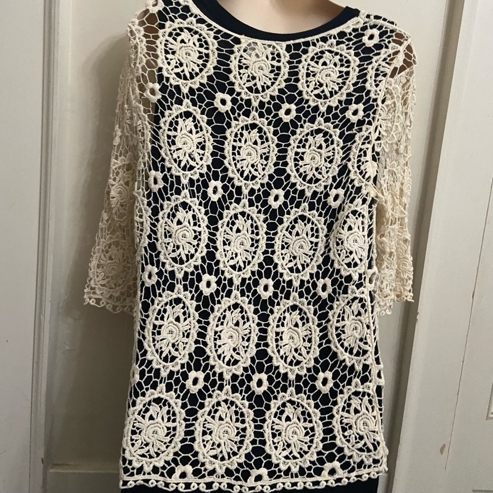 Solitaire Beige Lace (Unlined) See Through Blouse (L)