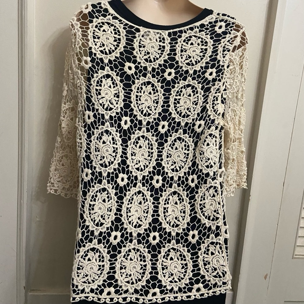 Solitaire Beige Lace (Unlined) See Through Blouse (L)