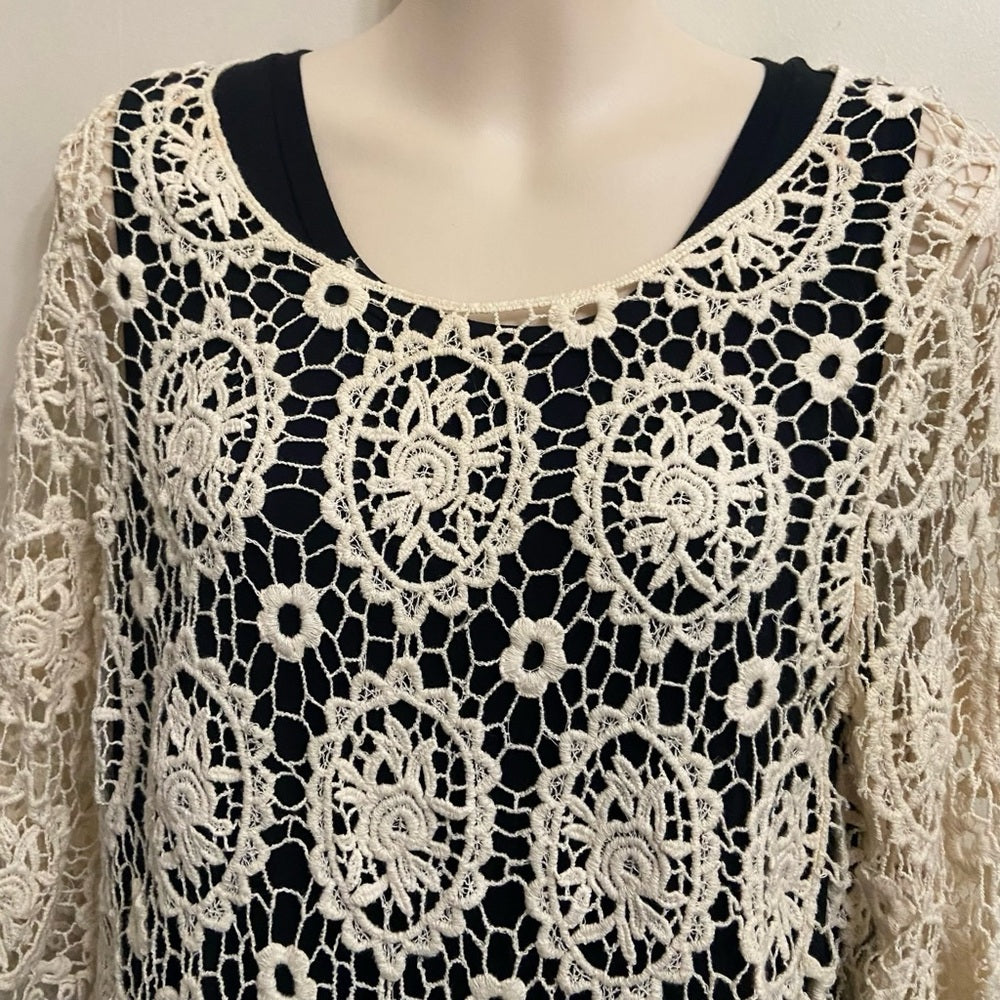 Solitaire Beige Lace (Unlined) See Through Blouse (L)