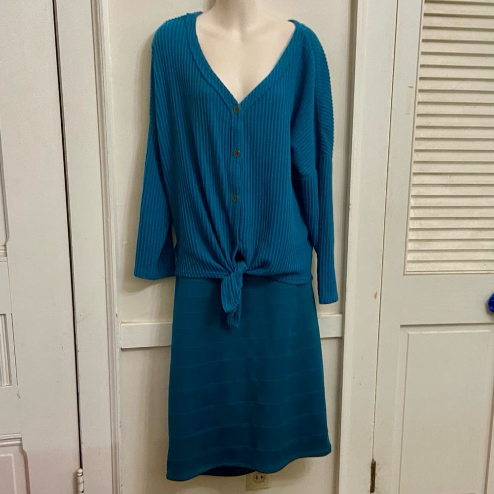 Olivia Blu- Teal Blue Layered Skirt (1X)