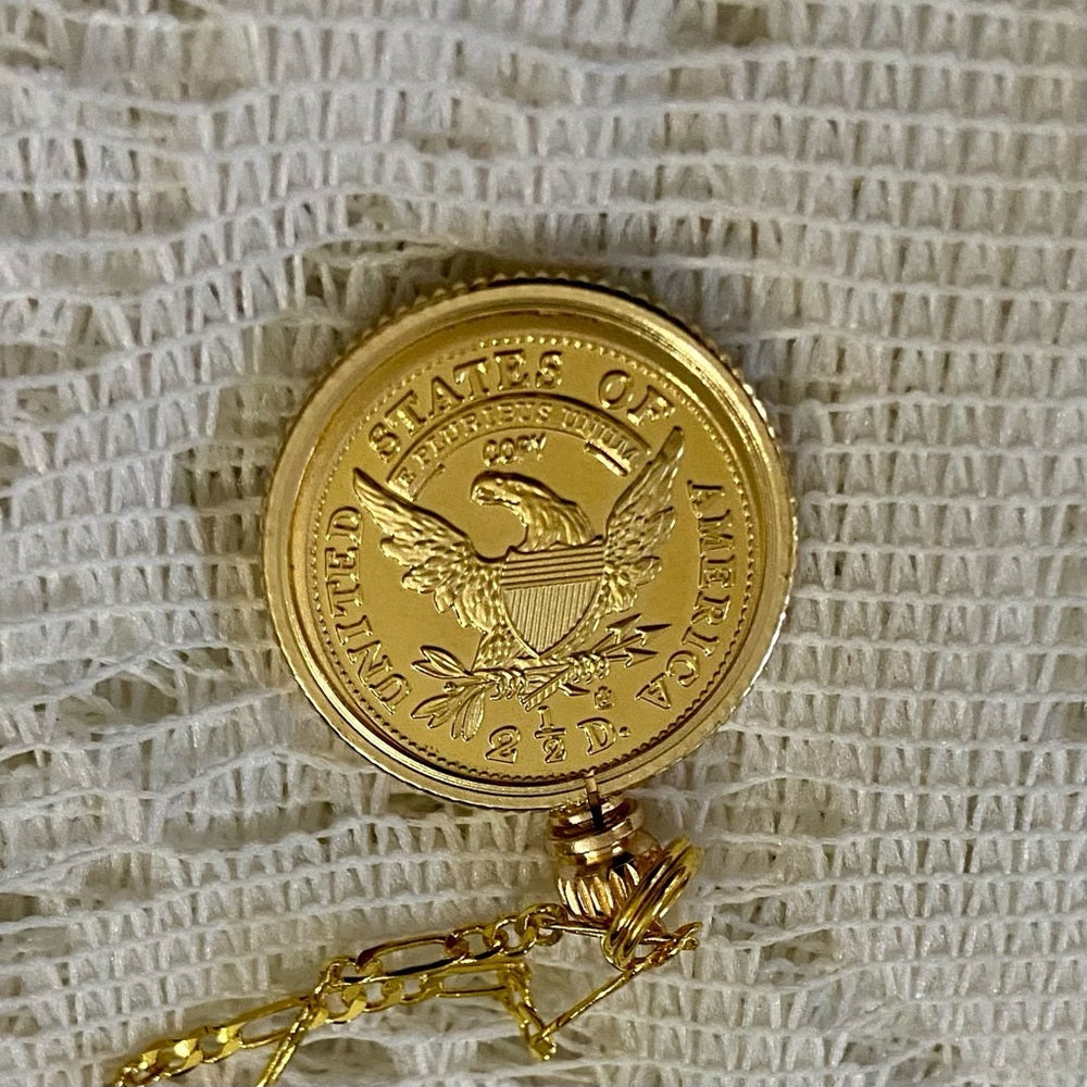1808 Liberty Gold Plated Coin Pendant with 18in Gold Plated Figaro Chain Nec…