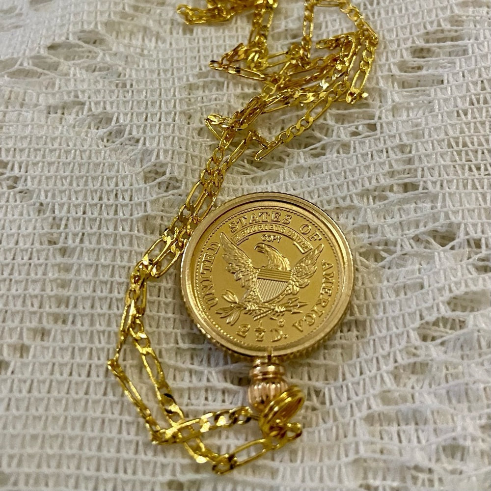 1808 Liberty Gold Plated Coin Pendant with 18in Gold Plated Figaro Chain Nec…