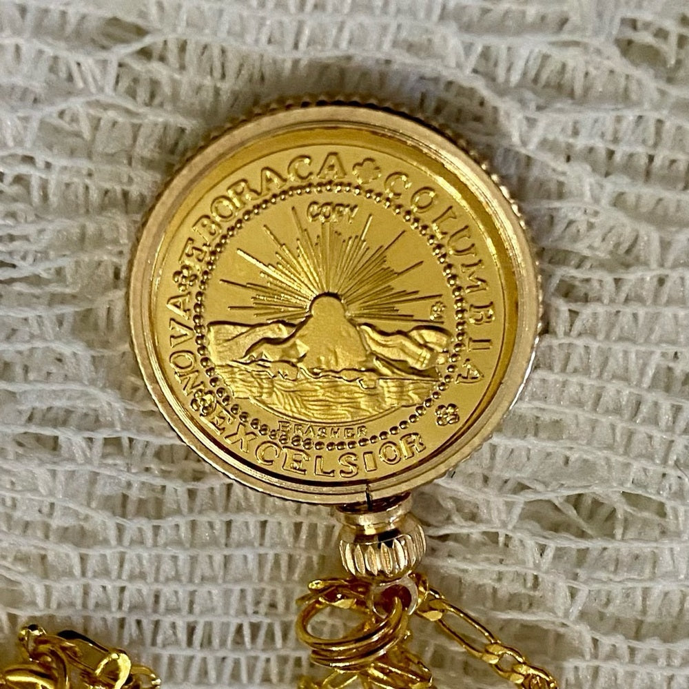 1787 Eagle/Gold Plated Coin Pendant w/ 18in Gold P…