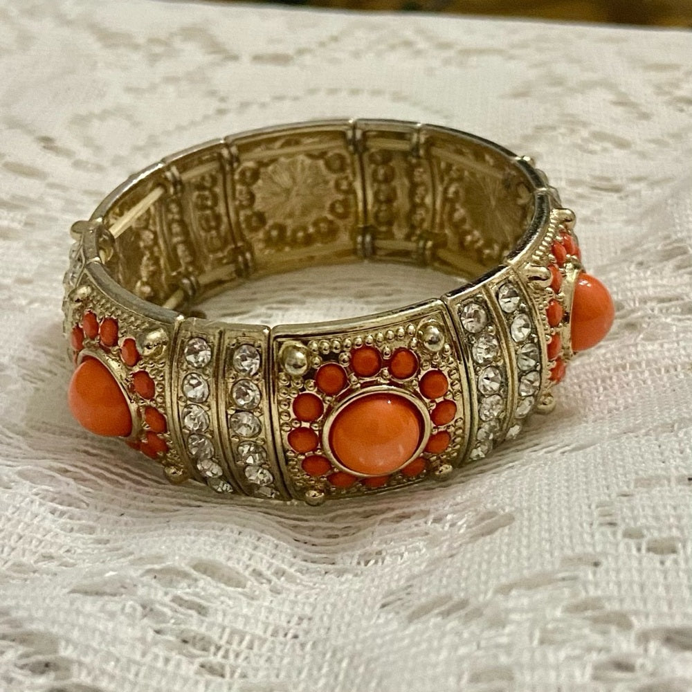 Coral Orange Chunky Stretchable Bracelet