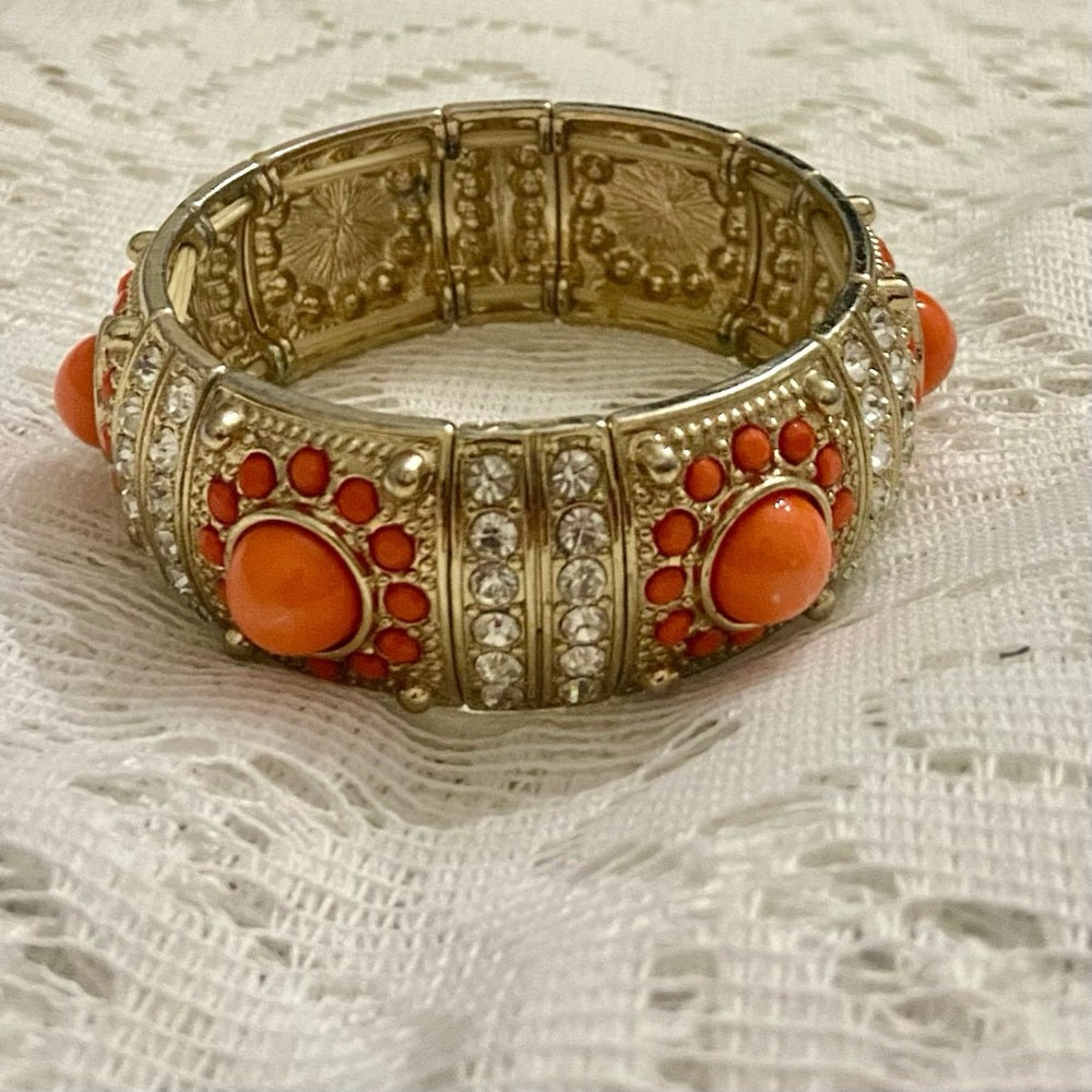 Coral Orange Chunky Stretchable Bracelet