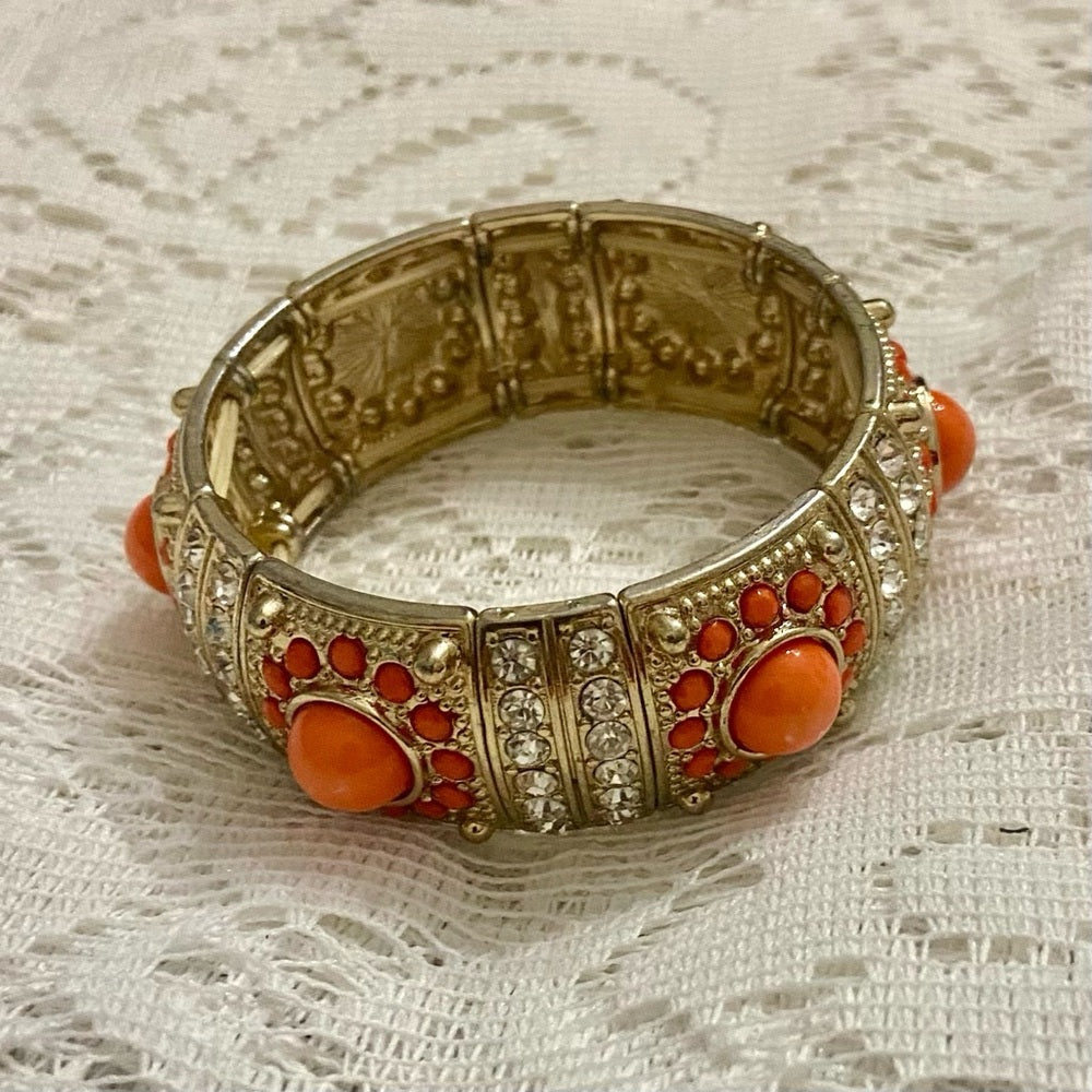 Coral Orange Chunky Stretchable Bracelet
