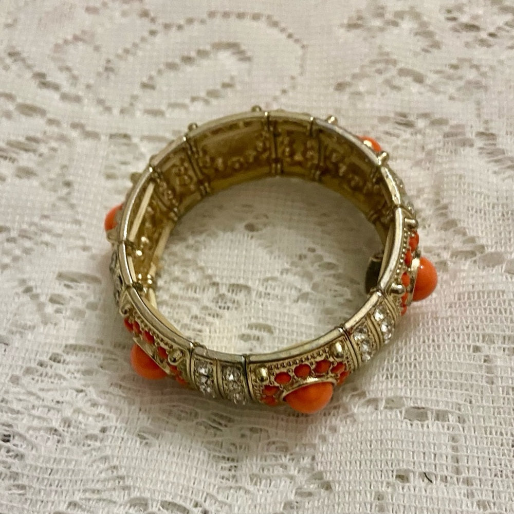 Coral Orange Chunky Stretchable Bracelet