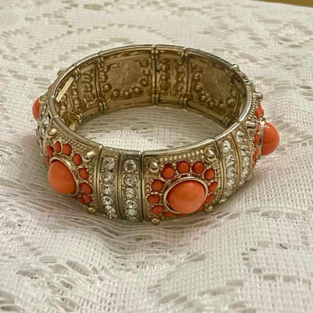 Coral Orange Chunky Stretchable Bracelet