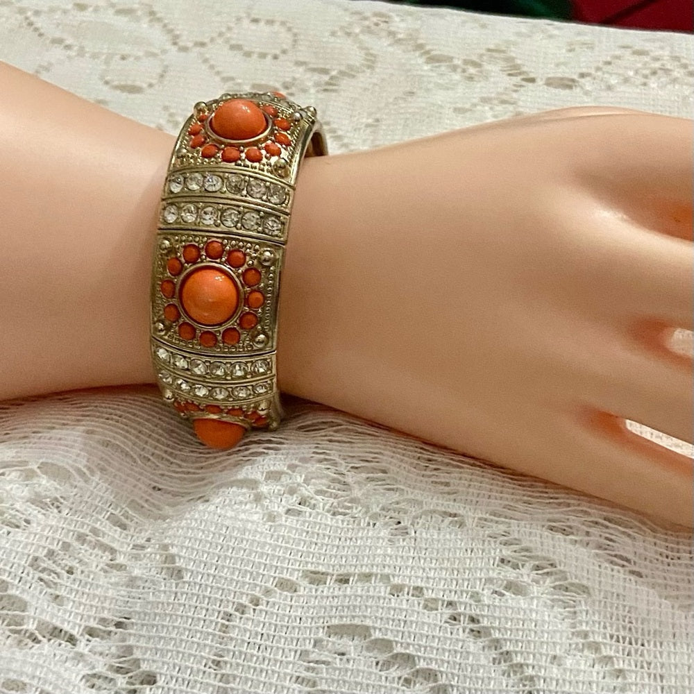 Coral Orange Chunky Stretchable Bracelet
