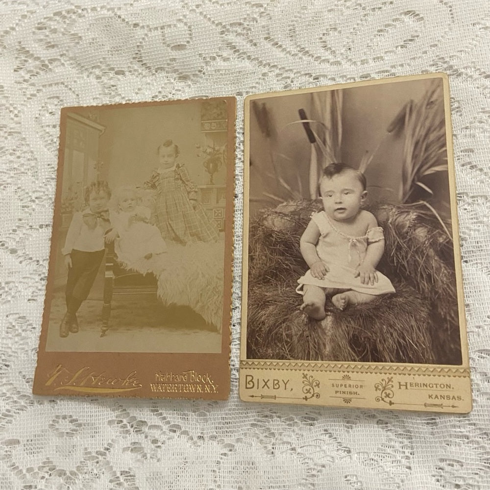 Antique, Lot of 2 Collectible Children Portraits 6.5in x 4.5in (B)