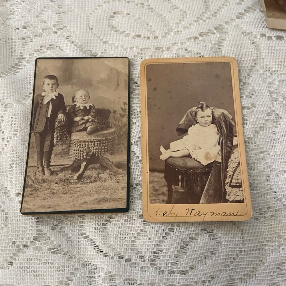 Antique, Lot of 2 Collectible Children Portraits 4in x 2.5in (J)
