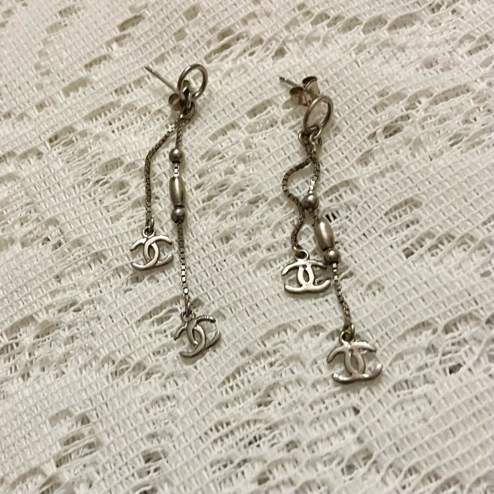 Vintage, Chanel 925- Sterling Dangling Earrings 2.5in