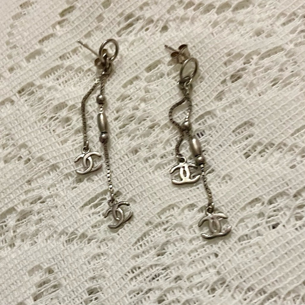 Vintage, Chanel 925- Sterling Dangling Earrings 2.5in