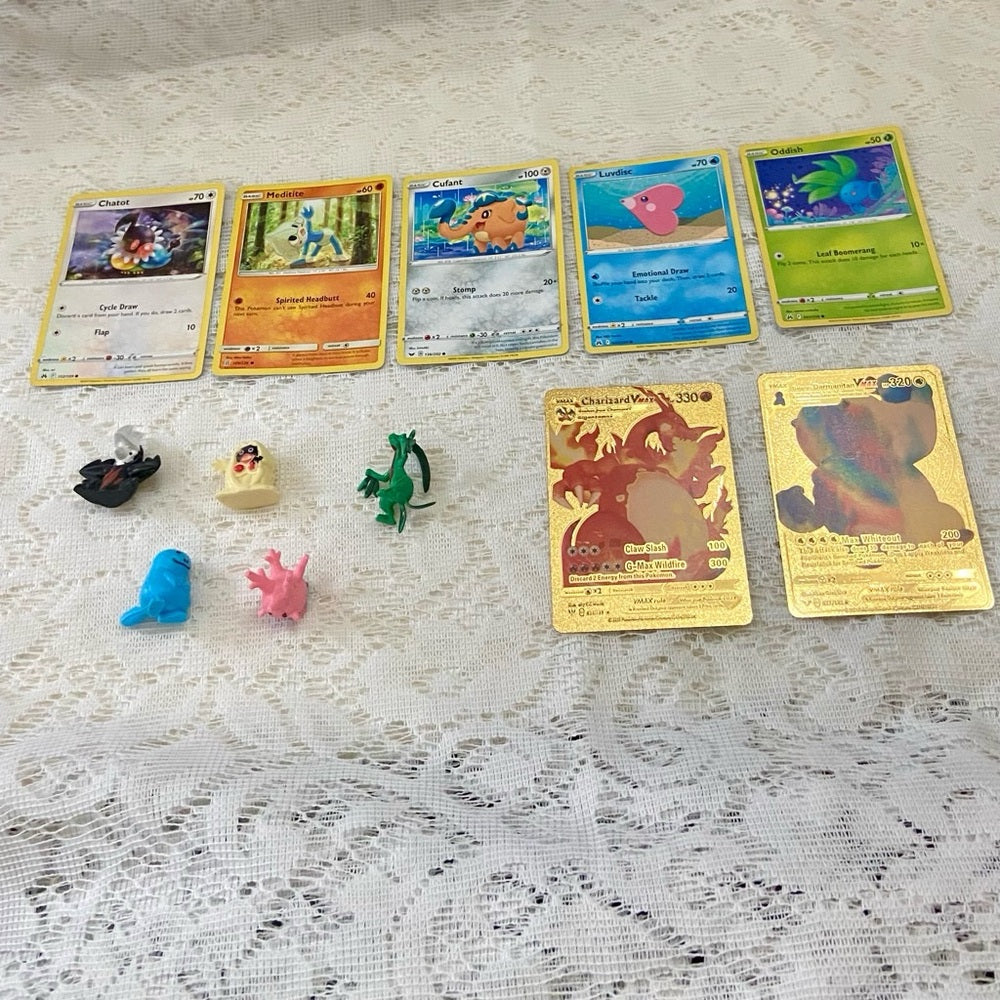 Lot BB 12pc Lot : 2 Gold Fan Arts Cards, 5 Pokemon Cards and 5 Pokémon F…