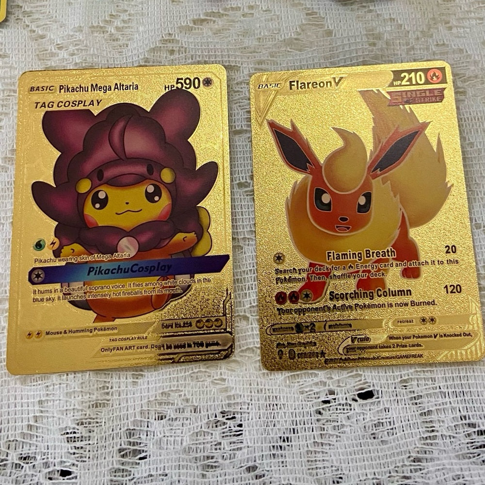 Lot DD- 12pc Lot : 2 Gold Fan Arts Cards, 5 Pokemon Cards and 5 Pokémon F…