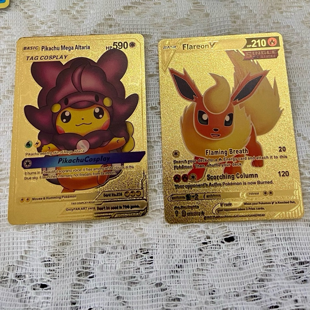 Lot DD- 12pc Lot : 2 Gold Fan Arts Cards, 5 Pokemon Cards and 5 Pokémon F…